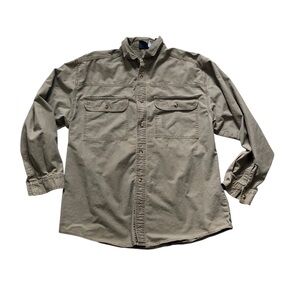 Dry Goods army green long sleeve button down heavyweight shirt Sz Large